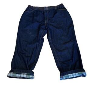 Vtg Haband Ice House Flannel Lined Jeans Mens Sz 42XS Blue‎ Denim Work Utility